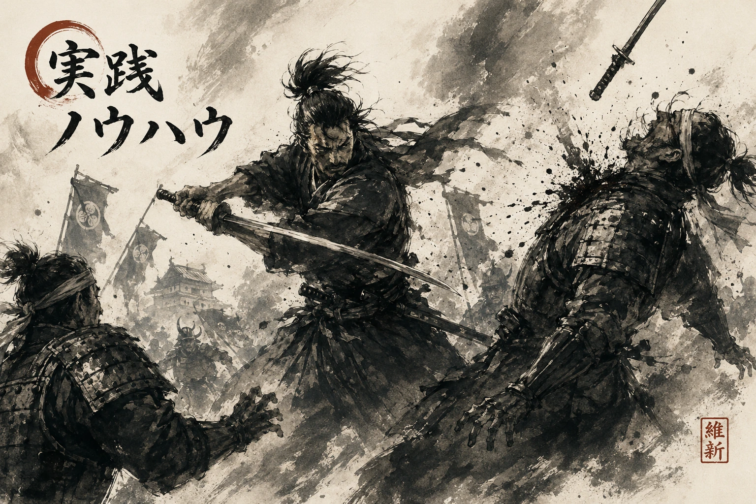 実践ノウハウを表現した水墨画