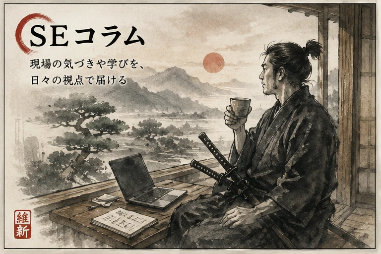 現場SEの仕事とキャリアを表現した水墨画